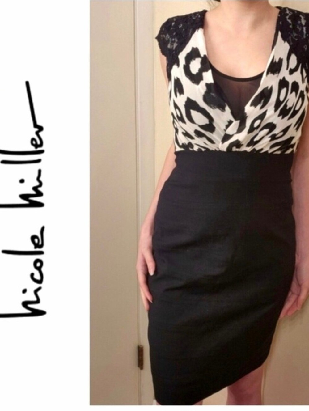 Nicole by Nicole Miller Animal Print Lace Cap Sleeve Dress Size 4